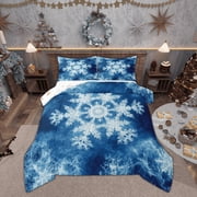 Feelyou Snowflake 01 for Kids, Merry Christmas Twin Comforter Sets, Winter Festival Holiday Reversible Bedding Set, Breathable Home Decor, 2pcs