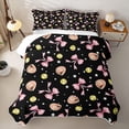 thumbnail image 1 of Feelyou Softball Bowknot Stars Twin Quilt Set for Girls, Black Pink Cartoon Style Twin Coverlet Set, 2pcs, 1 of 7