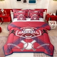 thumbnail image 1 of Feelyou Softball Sports Lover Bedding Comforter Set 7pcs, Eat Sleep Baseball King Bedding Sets, Teens Kids Boys Girls Reversible Bed Sheets, Red Navy Breathable Home Decor, 1 of 7