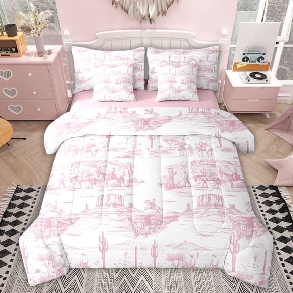 Feelyou Southwestern Cowgirl Bedding Comforter Set 7 Pieces, Rustic Farmhouse Full Bedding Set, Vintage Tribal Reversible Fitted Sheet Flat Sheet, Breathable Home Decor