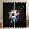thumbnail image 1 of Feelyou Splatter Football Black Out Curtains, Cute Cartoon Curtains Pack of 2 (42x63 Each), 1 of 6