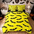 thumbnail image 1 of Feelyou Spooky Bat Twin Bedding, Cartoon Halloween Bedding Comforter Set, Yellow Black, Black Reversible, 7 Pieces, 1 of 7