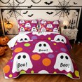 thumbnail image 1 of Feelyou Spooky Ghost Skull Twin Quilt Set, Cute Polka Dot Twin Coverlet Set, Magenta, 2 Pieces, 1 Comforter and 1 Pillowcase, 1 of 7