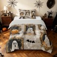 thumbnail image 1 of Feelyou Spooky Halloween Ghost Twin Comforter Sets, Kawaii Gothic Bat Skull Bedding Set, Gray Reversible, 2-Piece, 1 Comforter and 2 Pillowcases, 1 of 7