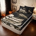 thumbnail image 1 of Feelyou Spooky Raven Skull Zipper Twin Comforter Sets with Fitted Sheet and 2 Pillowcases, Boho Floral Book Zipper Bedding Set, Black Sepia, Black Reversible, 4-Piece, 1 of 7