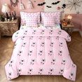 thumbnail image 1 of Feelyou Spooky Spider Twin Bedding, Cartoon Bat Bedding Comforter Set, Pink, Halloween Reversible, 7pcs, 1 of 7