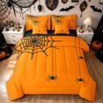 thumbnail image 1 of Feelyou Spooky Spider Twin Bedding, Halloween Animal Bedding Comforter Set, Orange, Black Reversible, 7-Piece, 1 of 7