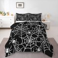 thumbnail image 1 of Feelyou Spooky Spider Web Full Size Comforter Sets, Halloween Animal Bedding Comforter Set, Black White, Black Reversible, 3-Piece, 1 Comforter and 2 Pillowcases, 1 of 7