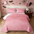 thumbnail image 1 of Feelyou Spooky Spider Web Quilt King, Cute Pink Halloween Spider King Coverlet Set, 3pcs, 1 Comforter and 2 Pillowcases, 1 of 7
