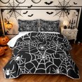 thumbnail image 1 of Feelyou Spooky Spider Web Twin Quilt Set, Halloween Animal Twin Coverlet Set, Black White, 2-Piece, 1 Comforter and 1 Pillowcase, 1 of 7
