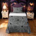 thumbnail image 1 of Feelyou Spooky Spider Web Twin Sheets, Cartoon Spider Bedding, Gray White, 3-Piece, 1 Flat Sheet, 1 Fitted Sheet and 1 Pillowcase, 1 of 5