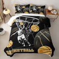 thumbnail image 1 of Feelyou Sport Basketball Twin Quilt Set for Boys, Black Gold Print Twin Coverlet Set, 2pcs, 1 of 7