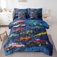thumbnail image 1 of Feelyou Sport Car Boys Twin Bedding Sets 7pcs, Cartoon Rustic Truck Bedding Comforter Set, 1 of 8