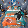 thumbnail image 1 of Feelyou Sport Rugby Bedding Comforter Set 7pcs for Teens, Miami Print King Bedding Sets, American Football Bed Sheets, Orange Teal Home Decor, 1 of 8