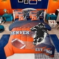thumbnail image 1 of Feelyou Sport Rugby Twin Bedding Sets 7pcs for Teens, Denver Print Bedding Comforter Set, American Football Sheet Sets, Orange Navy Blue Home Decor, 1 of 7