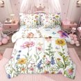 thumbnail image 1 of Feelyou Spring Flower Floral Bedding Comforter Set 7pcs, Fairy Tale Elf King Bedding Sets, Cute Cartoon Butterfly Reversible Bed Sheets, Ultra Soft Bedroom Decor, 1 of 8