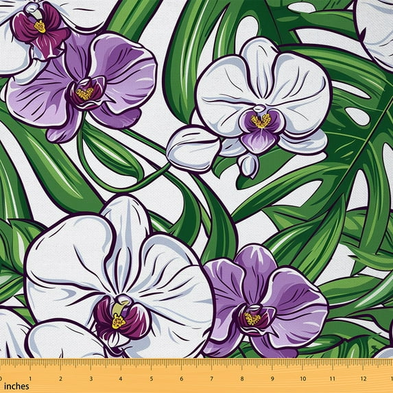 Feelyou Spring Flower Floral Fabric by the Yard 1 Yard, Botanical Print Sewing Fabric, Teens Female Girls Home Decor Fabric by the Yard, Luxury Bedroom Decor
