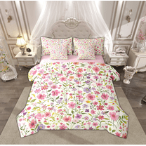 Feelyou Spring Garden Floral Twin Bedding Sets 7-Piece, Farmhouse Flower Bedding Comforter Set, Vintage French Style Reversible Sheet Sets, Luxury Bedroom Decor