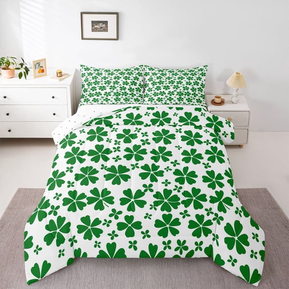 Feelyou St. Patrick's Day Twin Comforter Sets, Luck Shamrock Kid Bedding Set, 2 Pieces