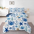 thumbnail image 1 of Feelyou Starfish Seashell Twin Comforter Sets, Blue Ocean Coral Bedding Set, 2pcs, 1 of 8