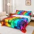 thumbnail image 1 of Feelyou Stereoscopic Square Teens Bed Sheets, Colorful Pixelate Miner King Sheets, Gaming Gamer Sheet Set, Ultra Soft Bedroom Decor, 4-Piece, 1 of 7