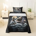 thumbnail image 1 of Feelyou Storm Lighthouse Shark Sea Twin Sheet Sets for Men Boys, Boat Nautical Marine Wildlife Bedding, Black Blue, 3pcs, 1 of 5