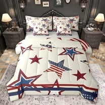 Feelyou Stripes Stars Flag Twin Bedding Sets 7-Piece, Fourth of July Bedding Comforter Set, Teens Kids Boys Girls Reversible Sheet Sets, Ultra Soft Bedroom Decor