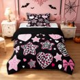 thumbnail image 1 of Feelyou Sugar Gothic Bow Twin Comforter Sets, Leopard Zebra Stars Bedding Set, Black Pink, Black Reversible, 2-Piece, 1 Comforter and 2 Pillowcases, 1 of 7