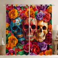 thumbnail image 1 of Feelyou Sugar Skull Black Out Curtains, Colorful Rose Flower Curtains Pack of 2 (42x63 Each), Tribal Rustic Western Bedroom Curtains, Window Curtains Room Decor, 1 of 5