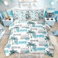 thumbnail image 1 of Feelyou Summer Coconut Tree Comforter Set 7pcs, Cyan Stripes Lines Full Bedding Set, 1 of 8
