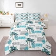 thumbnail image 1 of Feelyou Summer Coconut Tree Full Size Comforter Sets, Cyan Stripes Bedding Sets, 3pcs, 1 of 8