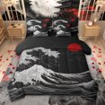 thumbnail image 1 of Feelyou Sun Sea Waves Bedding Comforter Set 7pcs, Cartoon Japanese Queen Bedding Sets, 1 of 8
