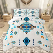 Feelyou Teal Aztec Abstract Twin Comforter Sets, Bohemian Mandala Bedding Set, 2 Pieces