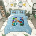 thumbnail image 1 of Feelyou Teen 3D Dinosaur Queen Comforter Set, Blue Monogrammed H Bedding Sets, Initial A to Z Letter Reversible Bedding Comforter Set, Microfiber Bedroom Decor, 3-Piece, 1 of 8