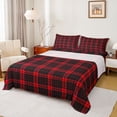 thumbnail image 1 of Feelyou Teen Abstract Lines Queen Sheet Sets, Black Red Plaid Bed Set, 4-Piece, 1 of 7