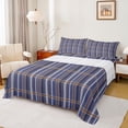 thumbnail image 1 of Feelyou Teen Abstract Lines Queen Sheet Sets, Blue Plaid Buffalo Bed Set, 4pcs, 1 of 7