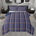 thumbnail image 1 of Feelyou Teen Abstract Lines Twin Comforter Sets, Blue Plaid Buffalo Bedding Set, 2pcs, 1 of 8