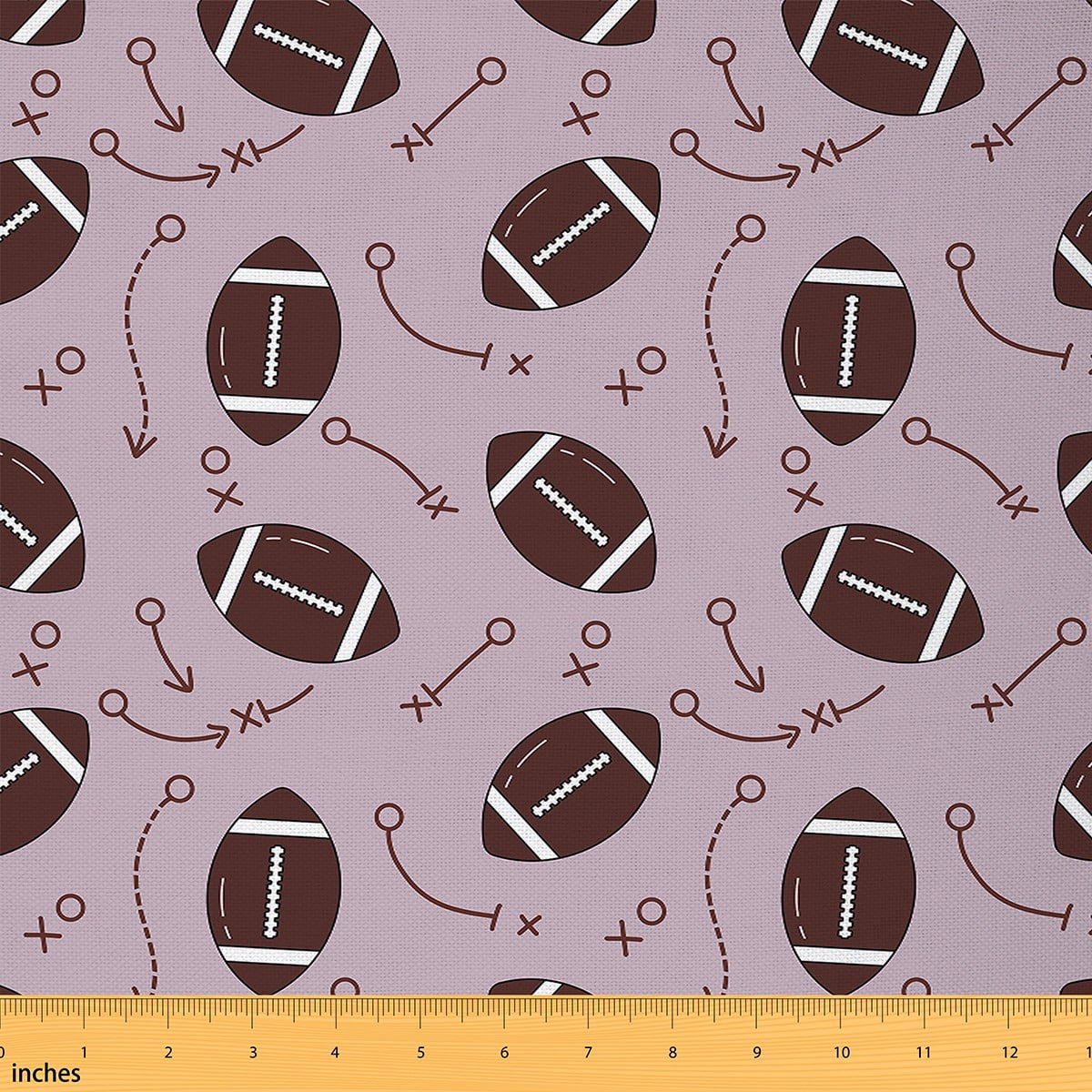 Feelyou Teen Cartoon Ball Fabric by the Yard 10 Yards, Rugby Football Room Decor Fabric by the Yard, Sports Lover Fabric for Sewing, Breathable Home Decor