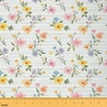 thumbnail image 1 of Feelyou Teen Farmhouse Floral Fabric by the Yard 1 Yard, Vintage Elegant Flower Room Decor Fabric by the Yard, Stripes Geometric Fabric for Sewing, Microfiber Bedroom Decor, 1 of 6