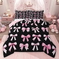 thumbnail image 1 of Feelyou Teen Fashion Ribbon Twin Comforter Sets, Black Pink Bowknot Bedding Set, 2 Pieces, 1 of 8