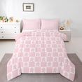 thumbnail image 1 of Feelyou Teen Gingerbread Man Queen Comforter Set, Princess Pink Plaid Checkered Bedding Sets, Merry Christmas Reversible Bedding Comforter Set, Ultra Soft Home Decor, 3-Piece, 1 of 8