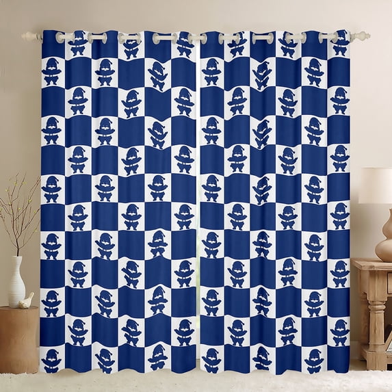 Feelyou Teen Santa Claus Blackout Curtains Set of 2 (52x84 Each), Princess Blue Plaid Checkered Window Curtains, Merry Christmas Curtains and Drapes, Blackout Curtains Home Decor