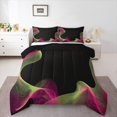 thumbnail image 1 of Feelyou Teens Abstract Ombre Full Size Comforter Sets, Green Pink Striped Bedding Comforter Set, Chic Modern Artwork Reversible Bedding Sets, Luxury Bedroom Decor, 3pcs, 1 of 8