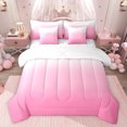 thumbnail image 1 of Feelyou Teens Abstract Ombre Twin Bedding Sets 7-Piece, Girly Pink Gradient Bedding Comforter Set, Modern Fashion Princess Reversible Sheet Sets, Microfiber Bedroom Decor, 1 of 8