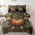 thumbnail image 1 of Feelyou Teens Autumn Pumpkin Bedding Comforter Set 7pcs, Rustic Damask Flower King Bedding Sets, Bohemian Hippie Style Reversible Bed Sheets, Super Cozy Room Decor, 3-Piece, 1 of 7