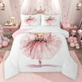 thumbnail image 1 of Feelyou Teens Ballet Dancer Bedding Comforter Set, Kawaii Cartoon Princess Twin Comforter Sets, Pink Watercolor Reversible Bedding Set, Super Cozy Room Decor, 2-Piece, 1 of 8