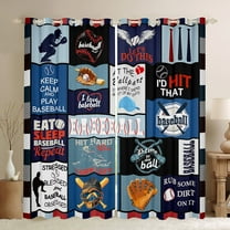 Feelyou Teens Baseball Player Black Out Curtains, Square Plaid Curtains Pack of 2 (42x63 Each), Cartoon Sport Theme Bedroom Curtains, Curtains and Drapes Room Decor