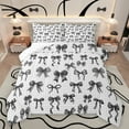 thumbnail image 1 of Feelyou Teens Black Bowknot Full Size Comforter Sets, Cycle Polkadot Abstract Bedding Comforter Set, Modern Fashion Ribbon Reversible Bedding Sets, Breathable Home Decor, 3pcs, 1 of 8
