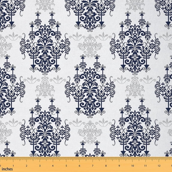 Feelyou Teens Bohemian Damask Fabric by the Yard 2 Yards, Hippie Mandala Home Decor Fabric by the Yard, Vintage Western Flower Sewing Fabric, Ultra Soft Home Decor