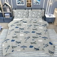 thumbnail image 1 of Feelyou Teens Cartoon Airplane Full Size Comforter Sets, Vehicle Plane Aircraft Bedding Comforter Set, Vintage Helicopter Reversible Bedding Sets, Breathable Home Decor, 3-Piece, 1 of 8